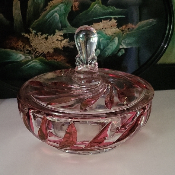 Indiana Glass Other - Indiana Glass Pink Art Glass Covered Candy Dish..